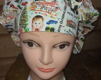 Movie Christmas (3 prints) surgical scrub bouffant hat