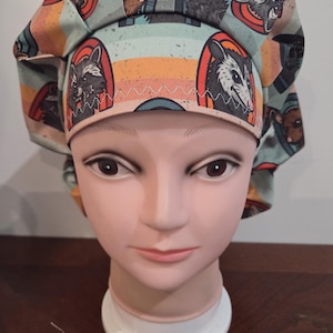 Opossum Surgical (6 prints) Scrub Bouffant Hat, Veterinarian Medical Cap, euro, skull cap image 8