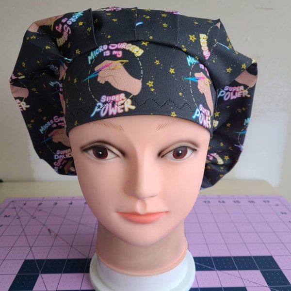 Microsurgery is my Superpower, plastics, hand, ophthalmology, ENT surgical scrub bouffant hat