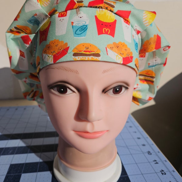 Fast Food (4 prints) surgical scrub bouffant hat