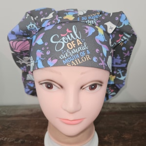 Soul of a Mermaid, Mouth of a Sailor surgical scrub bouffant hat
