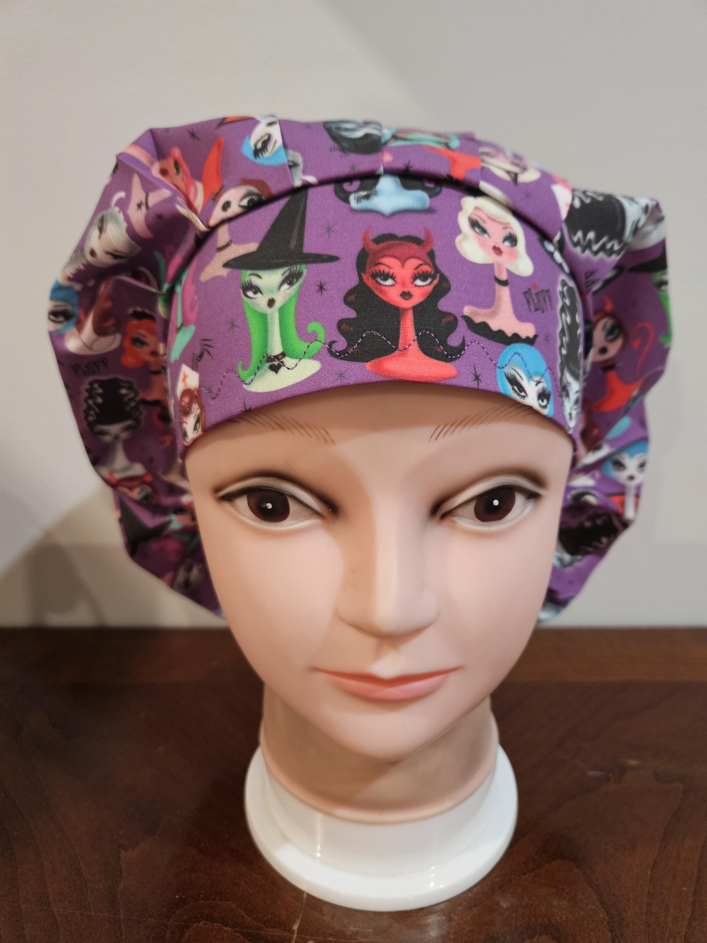 Female Monsters surgical scrub bouffant hat