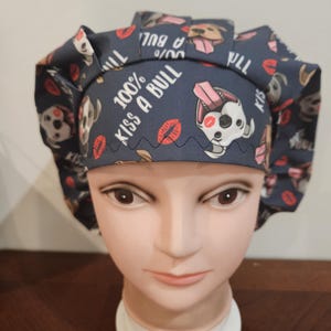 100% Kiss a Bull surgical scrub bouffant hat