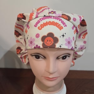 Emotional support coworker surgical scrub bouffant hat, euro, skull cap