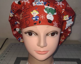 Cartoon reindeer Christmas (3 colors) surgical scrub bouffant hat