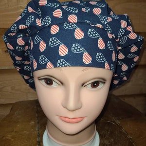 Independence Day objects (3 prints) surgical scrub bouffant hat