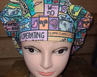 Surgical Sayings Surgical scrub bouffant hat, euro, skull cap