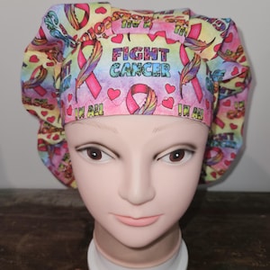 Fight Cancer in all colors surgical scrub bouffant hat