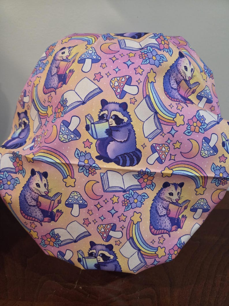 Opossum Surgical (6 prints) Scrub Bouffant Hat, Veterinarian Medical Cap, euro, skull cap books
