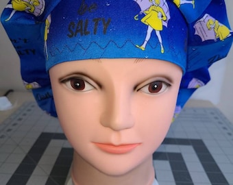 Funny Medical Scrub Cap - Don't Be Salty! Adjustable Unisex Surgical Hat With Ponytail Opening