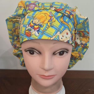 80s rainbow Cartoon (5 prints) surgical scrub bouffant hat