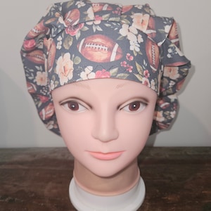 NFL Footballs Game (3 prints) surgical scrub bouffant hat