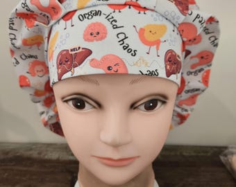 Organ-ized Chaos surgical scrub bouffant hat, euro, skull cap