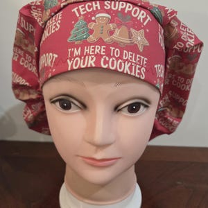Tech support, Christmas surgical scrub bouffant hat