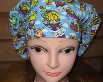 80s rainbow Cartoon (4 prints) surgical scrub bouffant hat