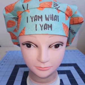 I Yam What I Yam, Thanksgiving surgical scrub bouffant hat