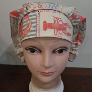 Nautical theme surgical scrub bouffant hat