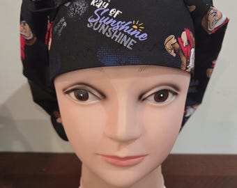Cartoon princess movie (7 prints) surgical scrub bouffant hat
