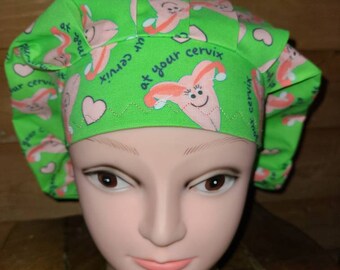 At your Cervix, Uterus, GYN (3 prints) surgical scrub bouffant hat