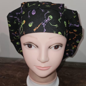 Dancing Skeltons (2 prints) surgical scrub bouffant hat