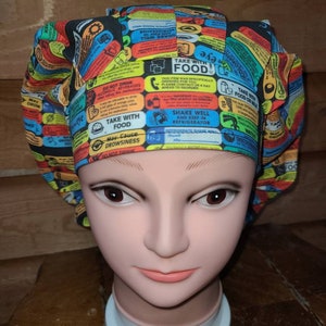 Pharmaceutical labels surgical scrub bouffant hat