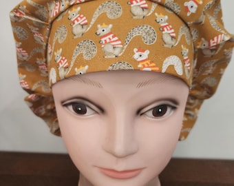 Oh Look a Squirrel (2 prints) surgical scrub bouffant hat