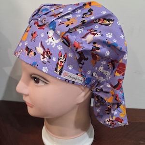 Cats and dogs in Movies (2 prints) surgical scrub bouffant hat image 5
