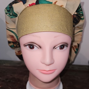 Chickens and Roosters, patchwork (5 prints) surgical scrub bouffant hat