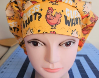 Guess What? Chicken Butt! (2 colors) surgical scrub bouffant hat, euro, skull cap