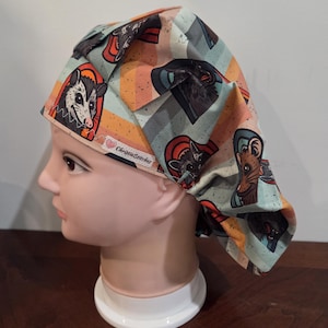 Opossum Surgical (6 prints) Scrub Bouffant Hat, Veterinarian Medical Cap, euro, skull cap image 9