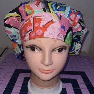 Graffiti surgical scrub bouffant hat