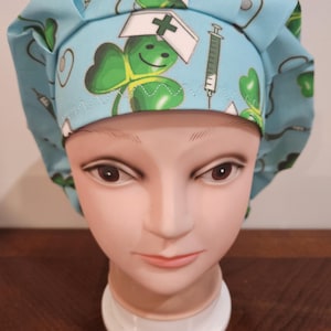 St. Pattys Day nurses surgical scrub bouffant hat