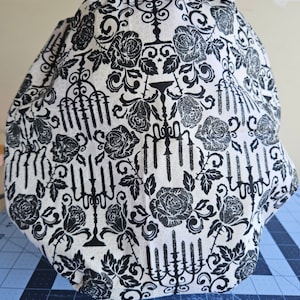 Lacy Pumpkins, Crows, Spiders, Candelabras (6 prints) Halloween Surgical scrub bouffant hat