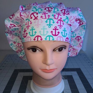 Anchors Away (2 prints) surgical scrub bouffant hat