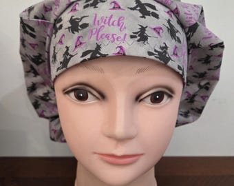 Witch Please! (3 colors) surgical scrub hat bouffant/ euro/ skull cap