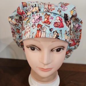 Cats and dogs in Movies (2 prints) surgical scrub bouffant hat image 1