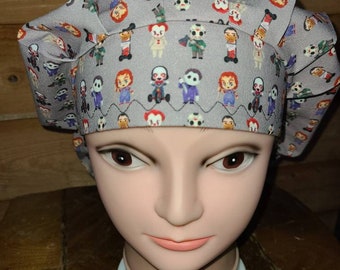 Horror Villains Unite (2 prints) surgical scrub bouffant hat