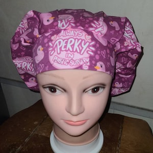 Perky in Plastic Surgery surgical scrub bouffant hat