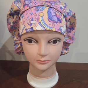 Opossum Surgical (6 prints) Scrub Bouffant Hat, Veterinarian Medical Cap, euro, skull cap image 14