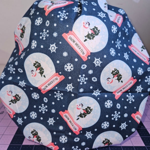 Cartoon Snowman (3 prints)  Christmas surgical scrub bouffant hat