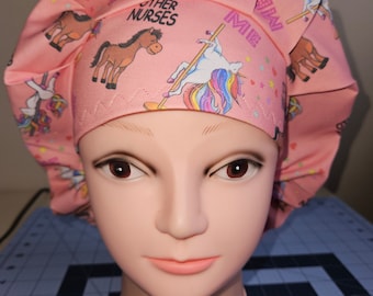 Medical unicorn (4 prints) surgical scrub bouffant hat, euro, skull cap