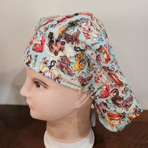 Cats and dogs in Movies (2 prints) surgical scrub bouffant hat image 2