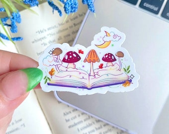 Bookish Mushroom Vinyl Sticker: Fall Book Lover Kindle Decor