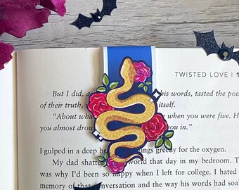 Floral Snake Magnetic Bookmark | Cute Goth | Halloween Bookmark | Magnetic Bookmark | Halloween Bookmarks | Bookmarks | Witchy Bookmarks