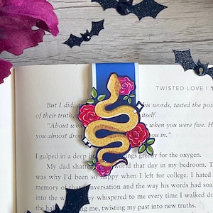 Floral Snake Magnetic Bookmark | Cute Goth | Halloween Bookmark | Magnetic Bookmark | Halloween Bookmarks | Bookmarks | Witchy Bookmarks