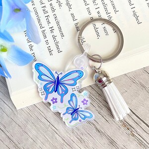 Butterfly Floral Keychain | Cute Keychain | Keychain Gifts | Aesthetic Cute Acrylic Keychain Cute | Kawaii Butterfly | Kawaii Keychain |