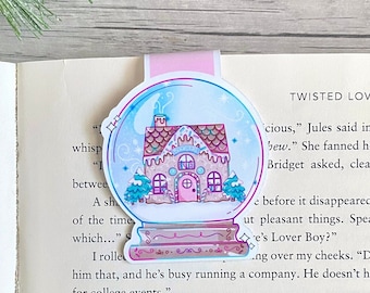 Gingerbread Snowglobe Bookish Magnetic Bookmark, Winter Bookmark, Magnetic Bookmark, Book Lover, Cute Holiday Bookmarks, Gingerbread Decor