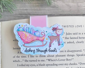 Bookish Sleigh Magnetic Bookmark | Winter Bookmark | Magnetic Bookmark | Book Lover | Cute Holiday Bookmarks | Bookish Gifts for Her