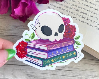 Gothic Skull Bookstack Sticker | Cute Book Sticker | Book Stickers | Witchy Stickers | Bookish Stickers | Dark Academia | Cute Halloween