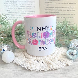 Holiday Romcom Era Book Lover Mug, Holiday Christmas Mugs, Pink Coffee Mugs, Cute Coffee Mugs, Bookish Mugs, 11 oz Coffee Mug, Bookish Gifts